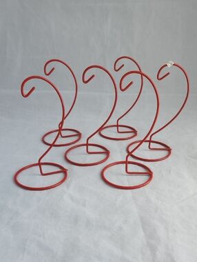 Festive Red Wire Ornament Display Stands - Set of 6
